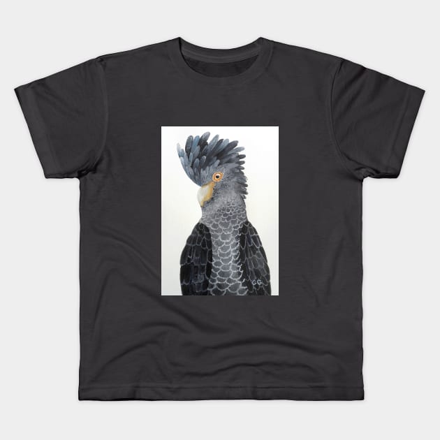 Black Cockatoo - bird art - painting Kids T-Shirt by GarryGreenwood